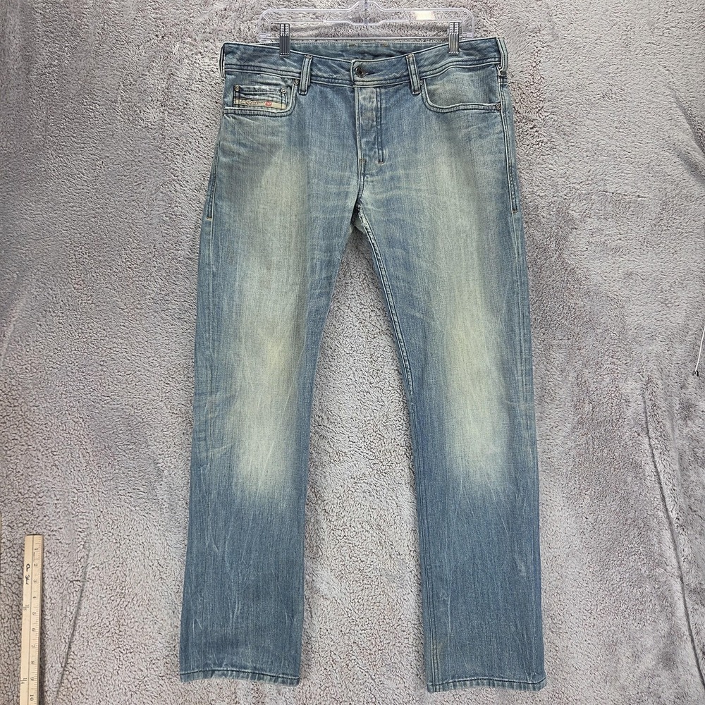 Diesel Jeans Mens 34x32 Blue Zathan Regular Bootcut Medium Wash Button Fly 008Y7